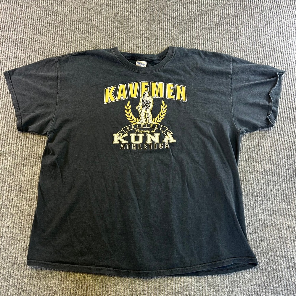 Gildan Kuna Athletics Kavemen Graphic T-Shirt Mens XL Black Heavy Cotton Tee